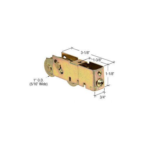 1" Tandem Steel Ball Bearing Sliding Glass Door Roller with 3/4" Wide Housing