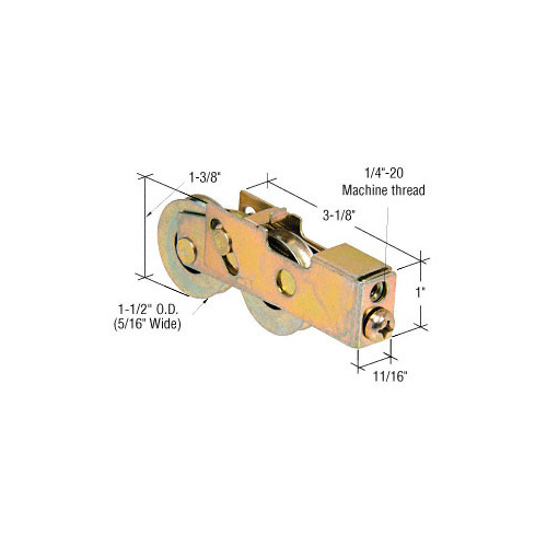 1-1/2" Tandem Steel Sliding Glass Door Roller with 11/16" Wide Housing