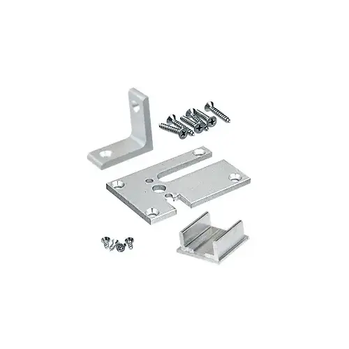 Satin Anodized 2" x 3" Corner Design Series Partition Post Base Plate Kit for Posts Over 24"