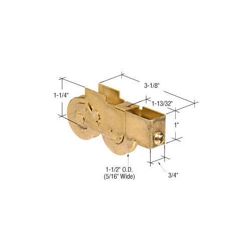 1-1/2" Tandem Steel Ball Bearing Sliding Glass Door Roller with 3/4" Wide Housing