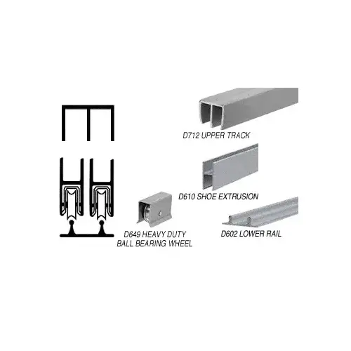 CRL D2200ABB Satin Anodized Track Assembly with Plastic Upper and Aluminum Lower Track with Steel Wheels 144" Stock Length