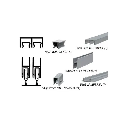 CRL D2203ABB Satin Anodized Track Assembly D603 Upper and D602 Lower Track With Steel Ball-Bearing Wheels 144" Stock Length