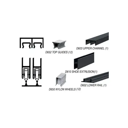 CRL D2203BL Flat Black Track Assembly D603 Upper and D602 Lower Track With Nylon Wheels 144" Stock Length