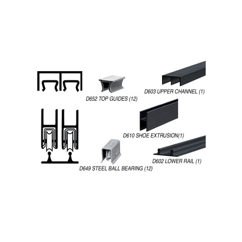 Flat Black Track Assembly D603 Upper and D602 Lower Track With Steel Ball-Bearing Wheels 144" Stock Length