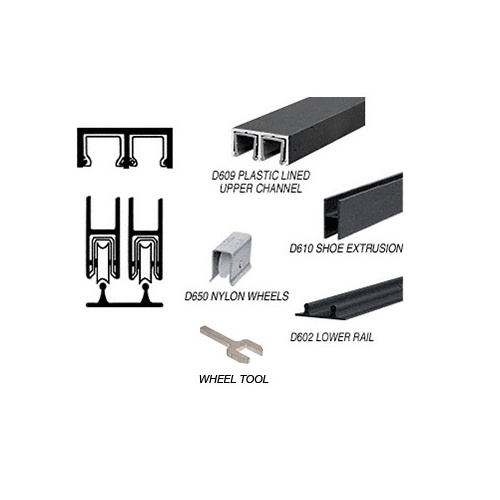 Flat Black Track Assembly D609 Upper & D602 Lower Track with Nylon Wheels 144" Stock Length