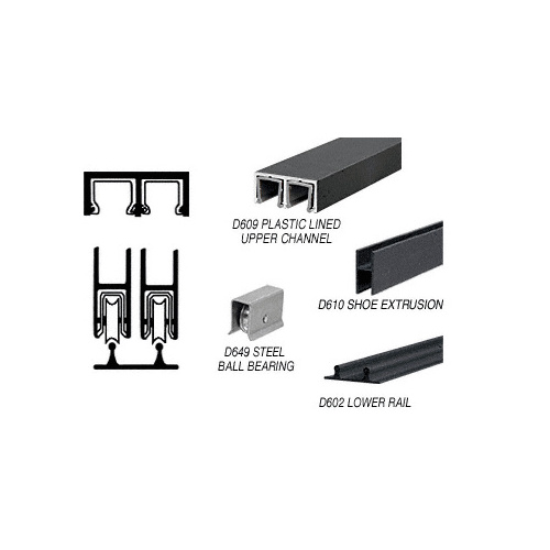 Flat Black Track Assembly D609 Upper & D602 Lower Track with Steel Ball Bearing Wheels 144" Stock Length