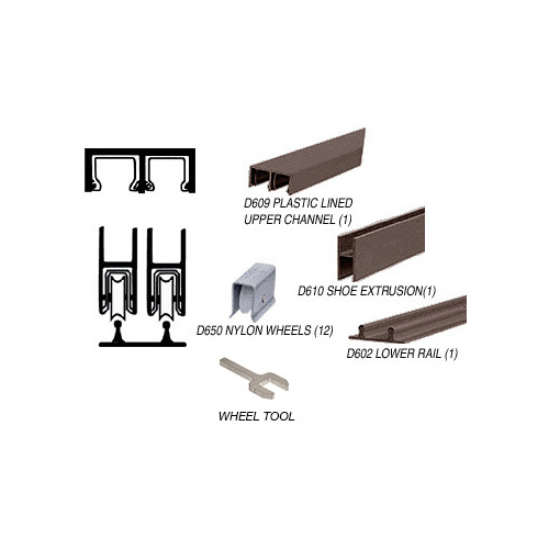 Dark Bronze Track Assembly D609 Upper & D602 Lower Track with Nylon Wheels 144" Stock Length