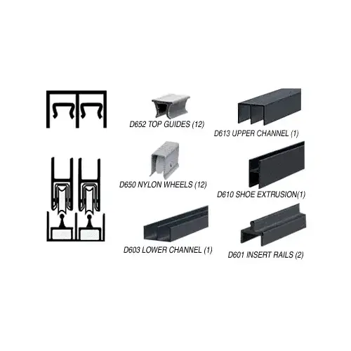 Flat Black Deluxe Track Assembly D613 Upper and D601 Rail with Nylon Wheels 144" Stock Length