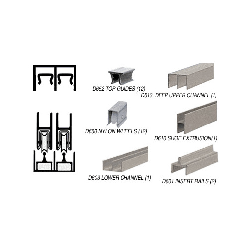 Brushed Nickel Deluxe Track Assembly D613 Upper and D601 Rail with Nylon Wheels 144" Stock Length