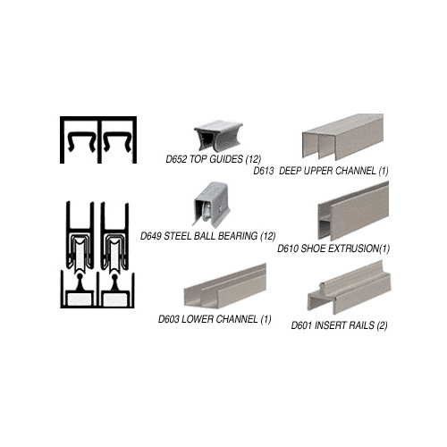 Brushed Nickel Deluxe Track Assembly D613 Upper and D601 Rail With Steel Ball-Bearing Wheels 144" Stock Length