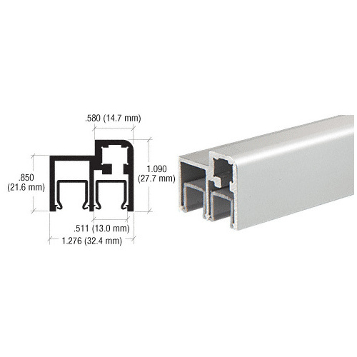 CRL D3003A Satin Anodized Aluminum Top Rail Extrusion for Sliding Door 144" Stock Length