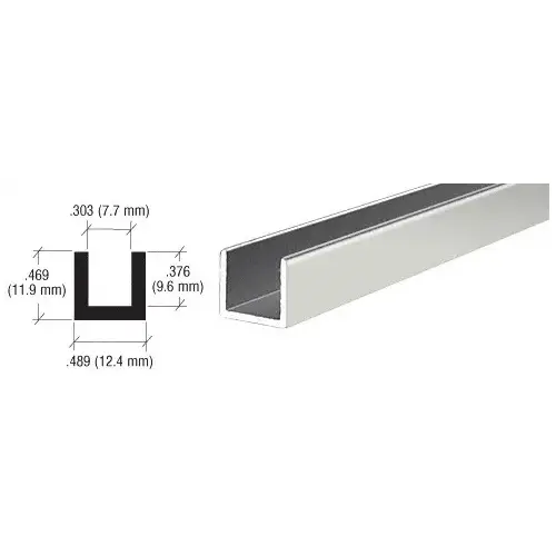 Brite Anodized Aluminum Single Channel Extrusion  48" Stock Length - pack of 3