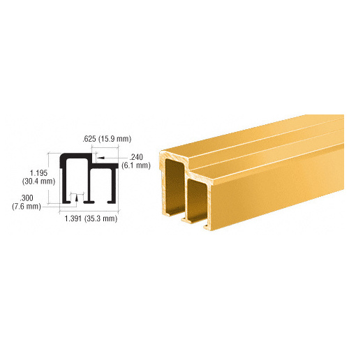 Brite Gold Anodized Aluminum Upper Track Extrusion 144" Stock Length