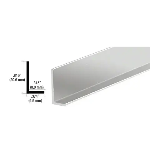 Brite Anodized Aluminum 3/8" L-Bar Extrusion  95" Stock Length - pack of 50