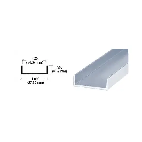 Satin Anodized Single U-Channel  72" Stock Length - pack of 2