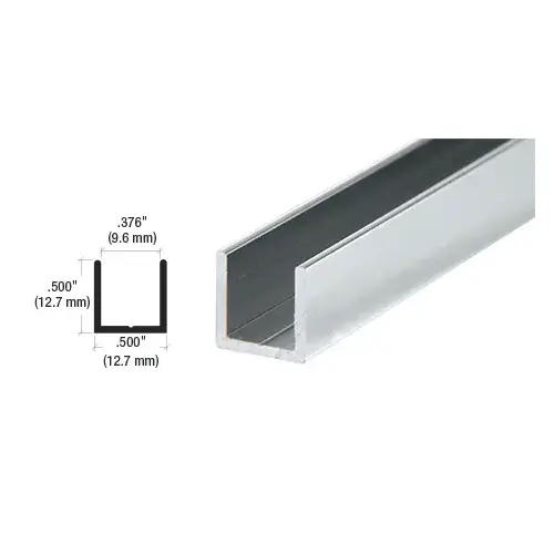 Brite Anodized 3/8" Single Aluminum U-Channel  60" Stock Length