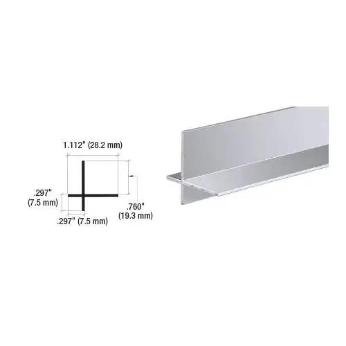 Brite Anodized Aluminum Cross Corner Extrusion  48" Stock Length - pack of 3