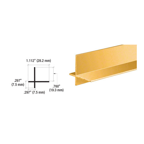 Brite Gold Anodized Aluminum Cross Corner Extrusion 144" Stock Length