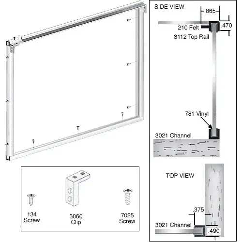 Satin Anodized Wood End Showcase Low Profile Front Assembly