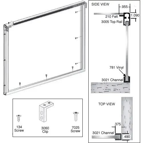 CRL D3282A Satin Anodized Wood End Showcase Radius Profile Front Assembly