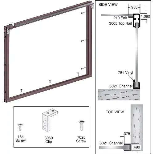 Dark Bronze Wood End Showcase Radius Profile Front Assembly