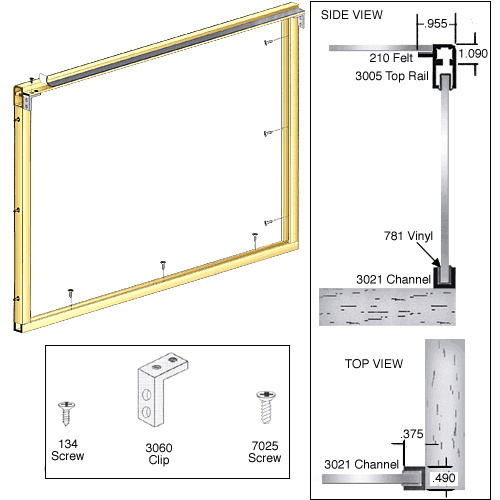 CRL D3282GA Gold Anodized Wood End Showcase Radius Profile Front Assembly