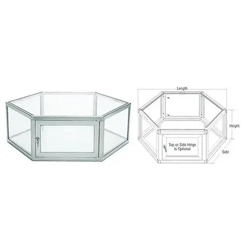 Satin Anodized Custom Size Hexagon Showcase