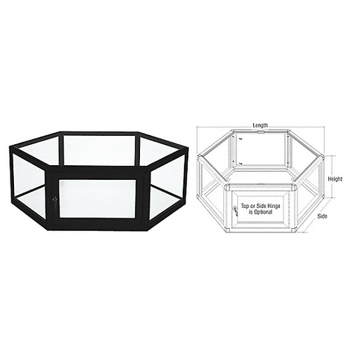 CRL D4060FBL Flat Black Custom Size Hexagon Showcase