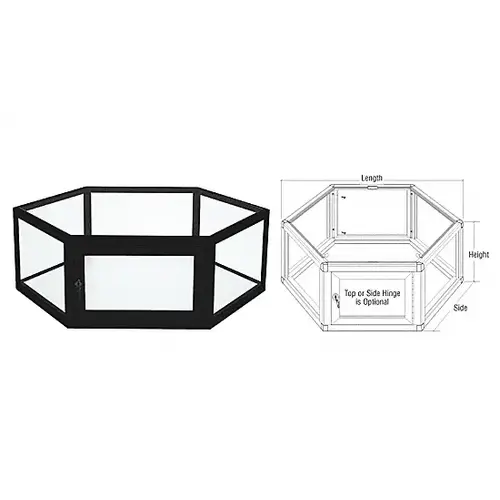 CRL D4060FBL Flat Black Custom Size Hexagon Showcase