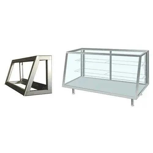 Satin Anodized Custom Size Newport Slant Front Showcase Frame