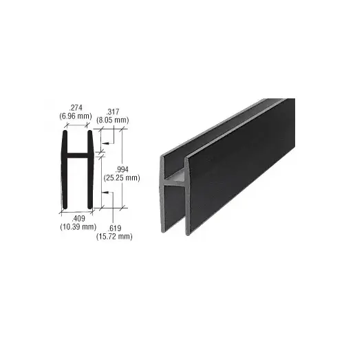 Flat Black Aluminum D5610 'H' Bar  48" Stock Length - pack of 50