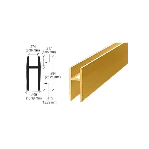 Gold Anodized Aluminum D5610 'H' Bar  36" Stock Length