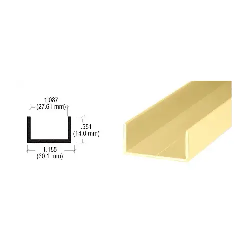 Brite Gold Anodized 1-1/16" Single U-Channel -  12" Stock Length