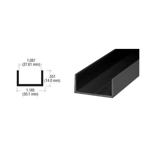 CRL D600BL Flat Black 1-1/16" Single U-Channel 144" Stock Length