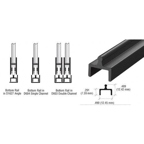 Flat Black Aluminum Single Bottom Rail -  12" Stock Length - pack of 5