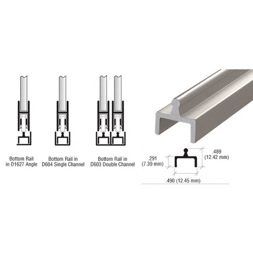 Brushed Nickel Aluminum Single Bottom Rail  18" Stock Length - pack of 50