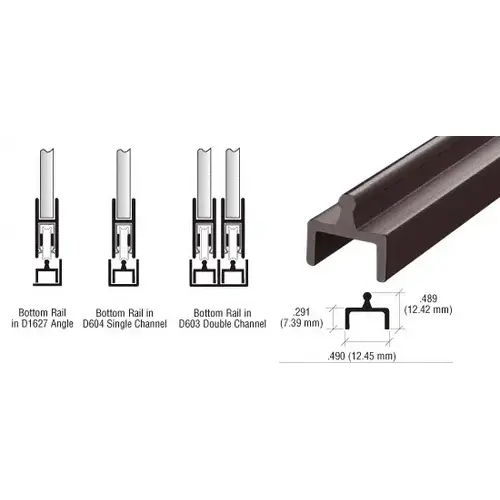 Duranodic Bronze Aluminum Single Bottom Rail  60" Stock Length - pack of 50