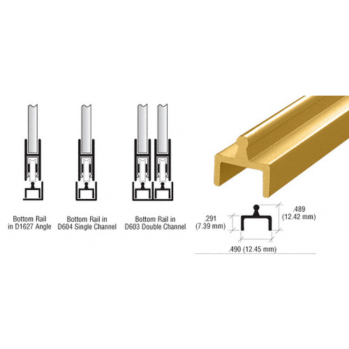 Gold Anodized Aluminum Single Bottom Rail  72" Stock Length - pack of 10