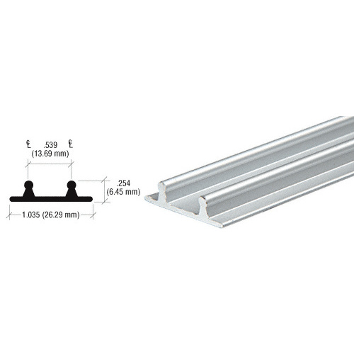 Brite Anodized Aluminum Lower Channel for Deep Recess Installations -  23" Stock Length