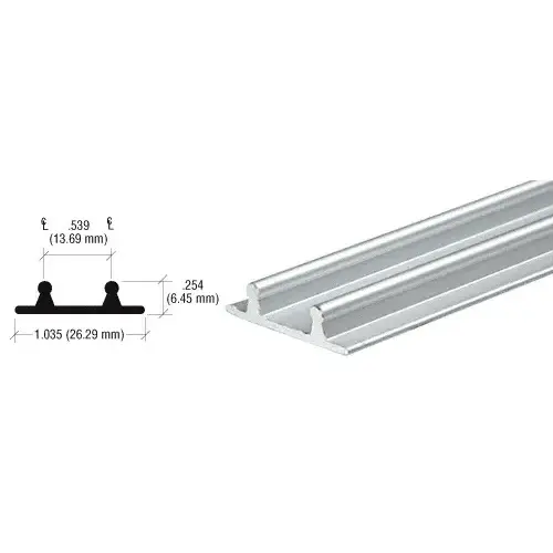 Brite Anodized Aluminum Lower Channel for Deep Recess Installations -  12" Stock Length