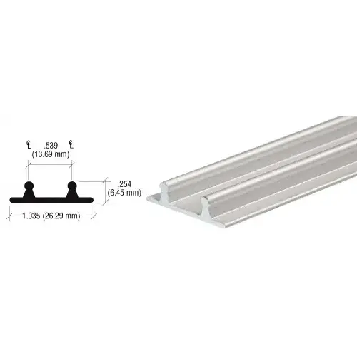 Brushed Nickel Aluminum Lower Channel for Deep Recess Installations  84" Stock Length - pack of 10