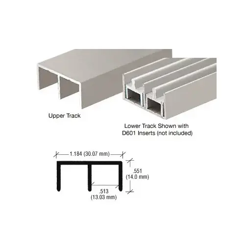 Brushed Nickel "Standard" Aluminum Upper or Lower Channel  60" Stock Length - pack of 10