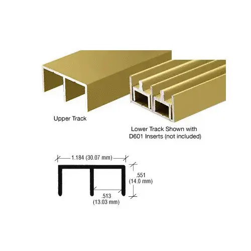 Gold Anodized "Standard" Aluminum Upper or Lower Channel -  18" Stock Length - pack of 10