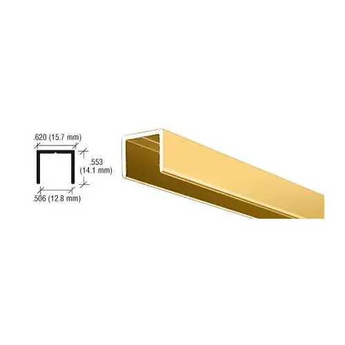 Brite Gold Anodized Aluminum 1/2" U-Channel  4 inch Sample