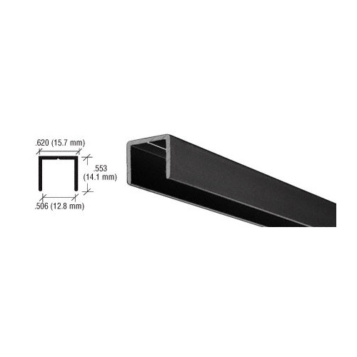 CRL D604BL Flat Black Aluminum 1/2" U-Channel 144" Stock Length