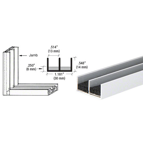 Satin Anodized Aluminum Double Jamb with Sponge Rubber Lining  48" Stock Length - pack of 3