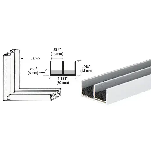 Satin Anodized Aluminum Double Jamb with Sponge Rubber Lining  36" Stock Length - pack of 4