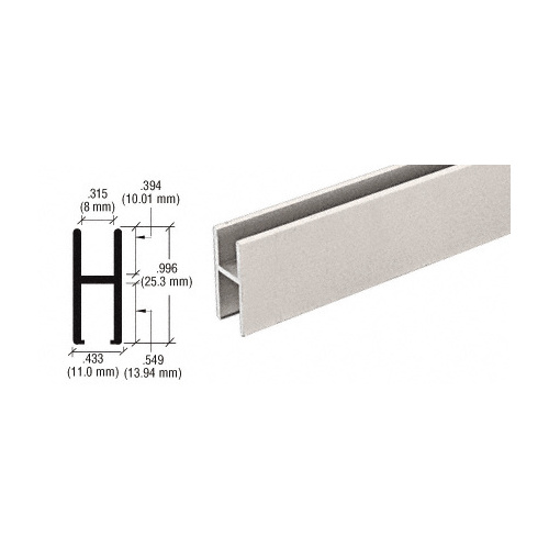 Brushed Nickel Aluminum 'H' Bar for Use on All CRL Track Assemblies 144" Stock Length