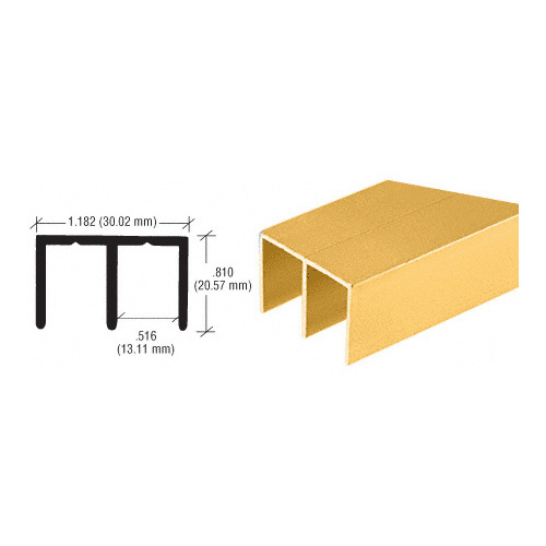 Gold Anodized Aluminum Extra Depth Upper Channel  72" Stock Length - pack of 2