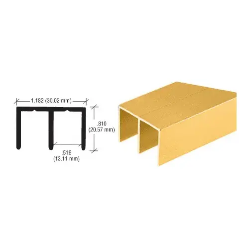 Gold Anodized Aluminum Extra Depth Upper Channel  48" Stock Length - pack of 3